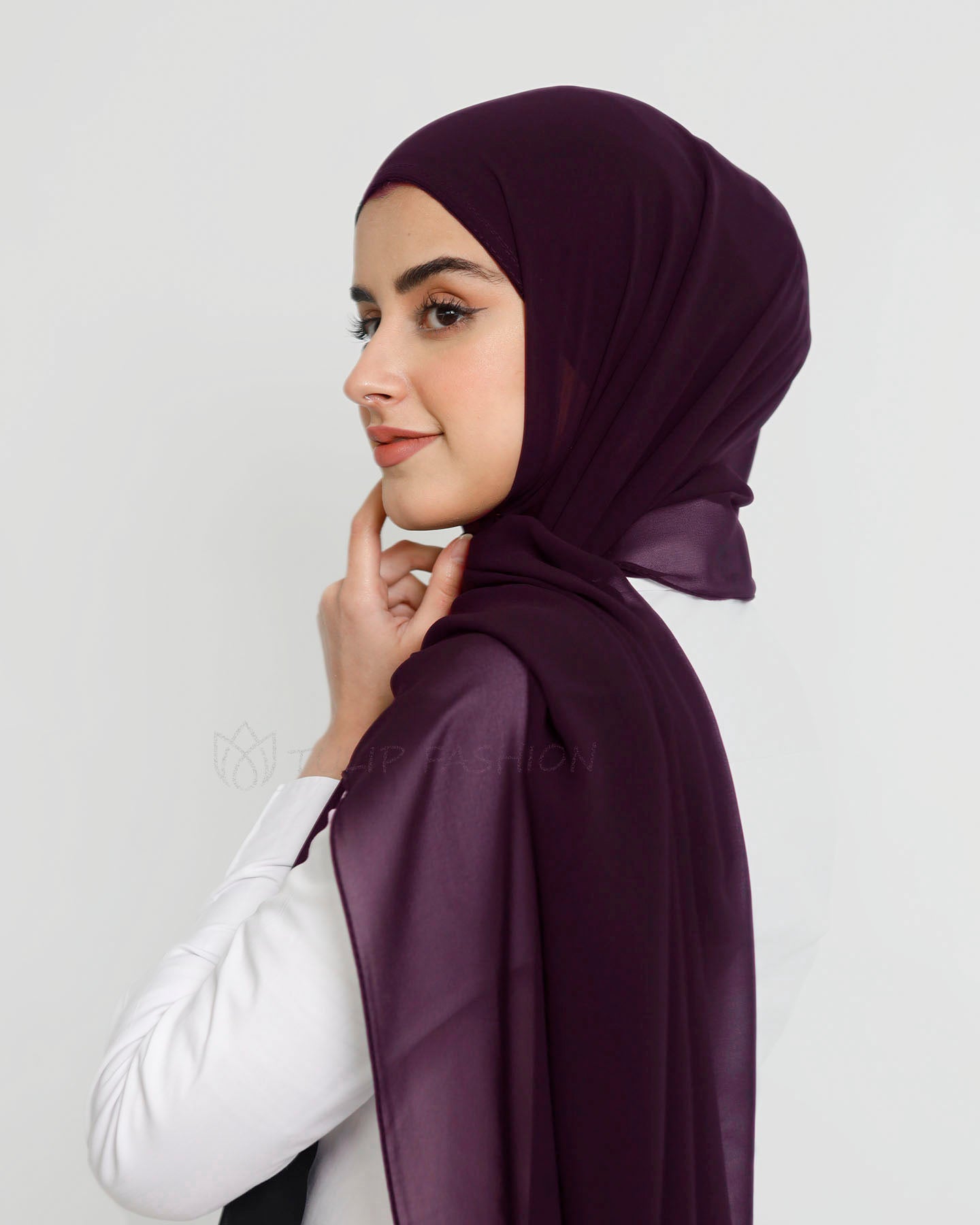 Hijab - Instant Chiffon With Cap - Purple Jam