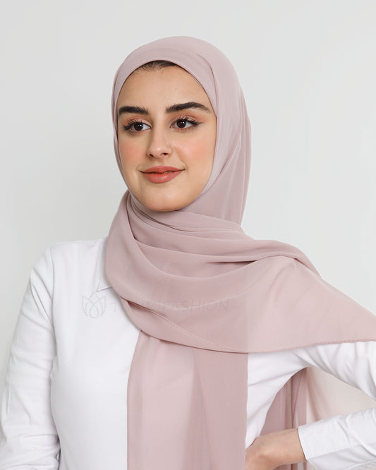 Hijab - Instant Chiffon With Cap - Light Mauve