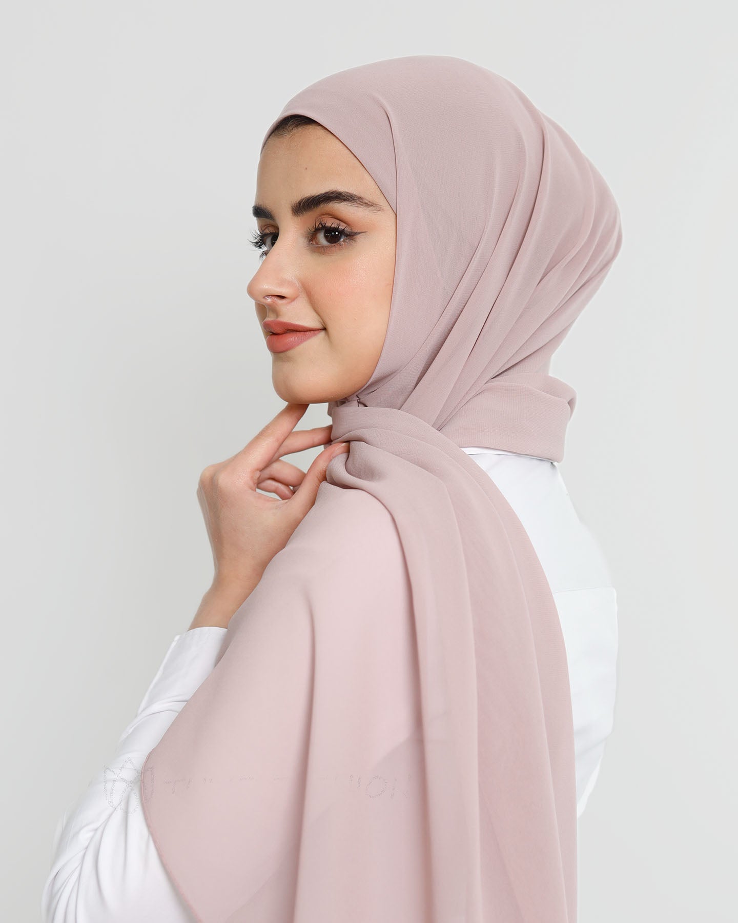 Hijab - Instant Chiffon With Cap - Light Mauve