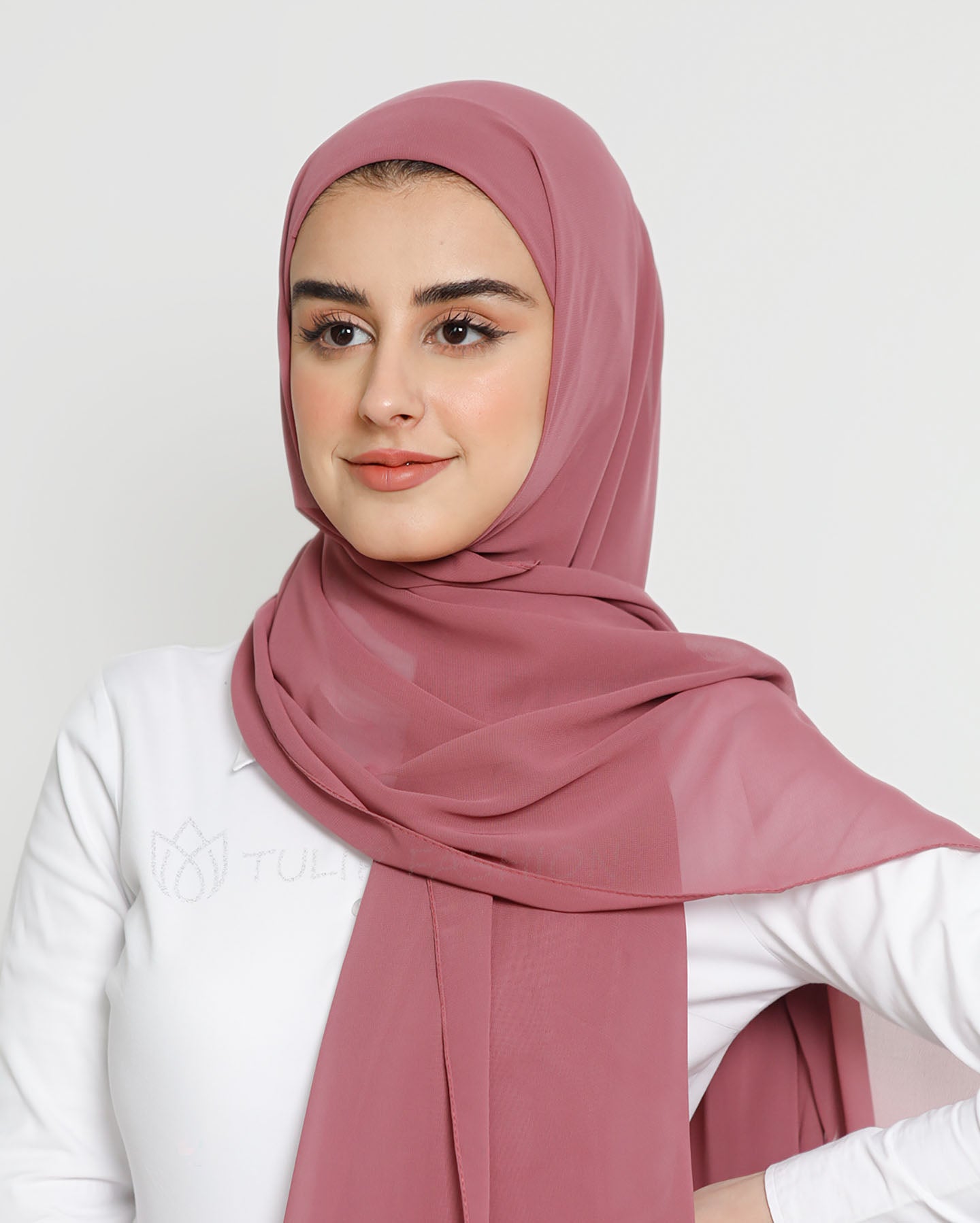 Hijab - Instant Chiffon With Cap - Deep Mauve