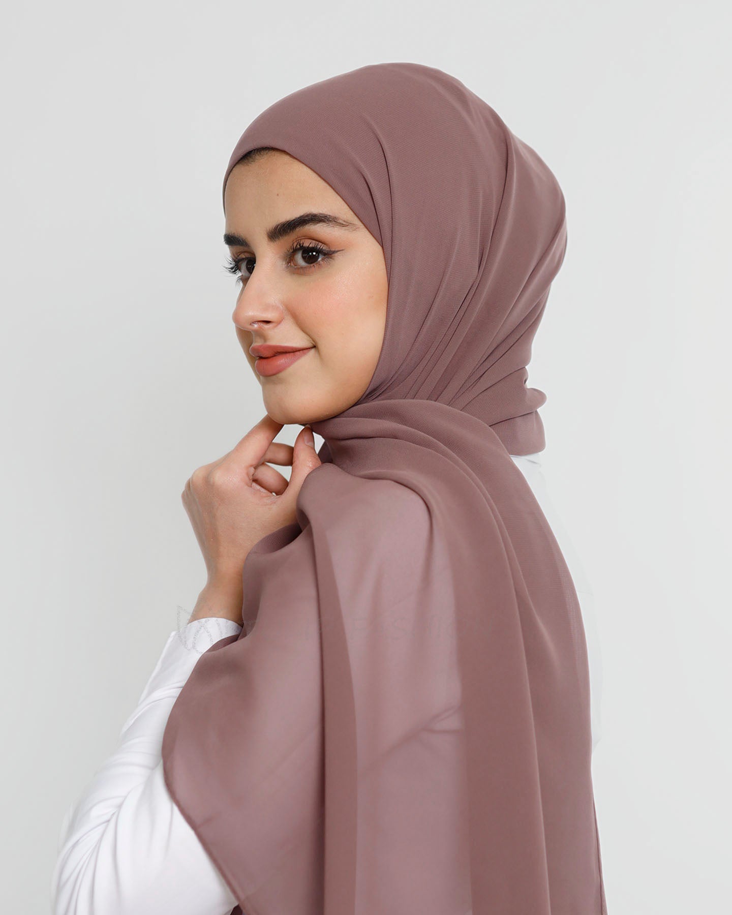 Hijab - Instant Chiffon With Cap - Old Mauve
