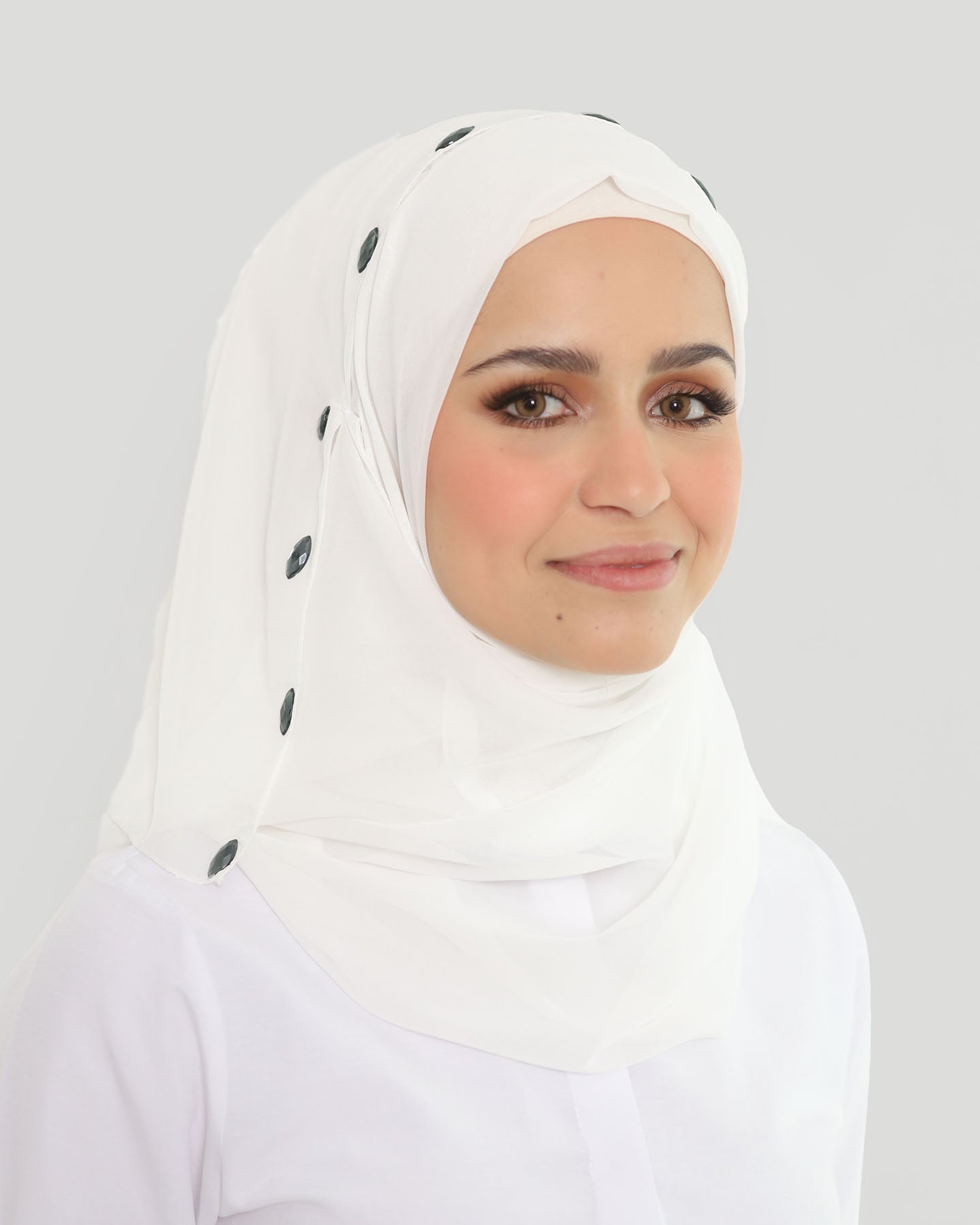 Hijab - Instant Chiffon Loop crystal - White
