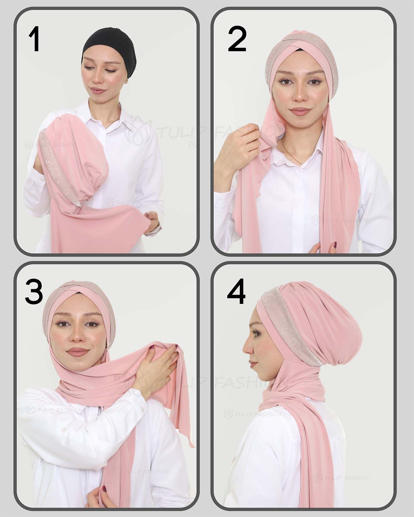 Turban with shawl - Tamara - Black