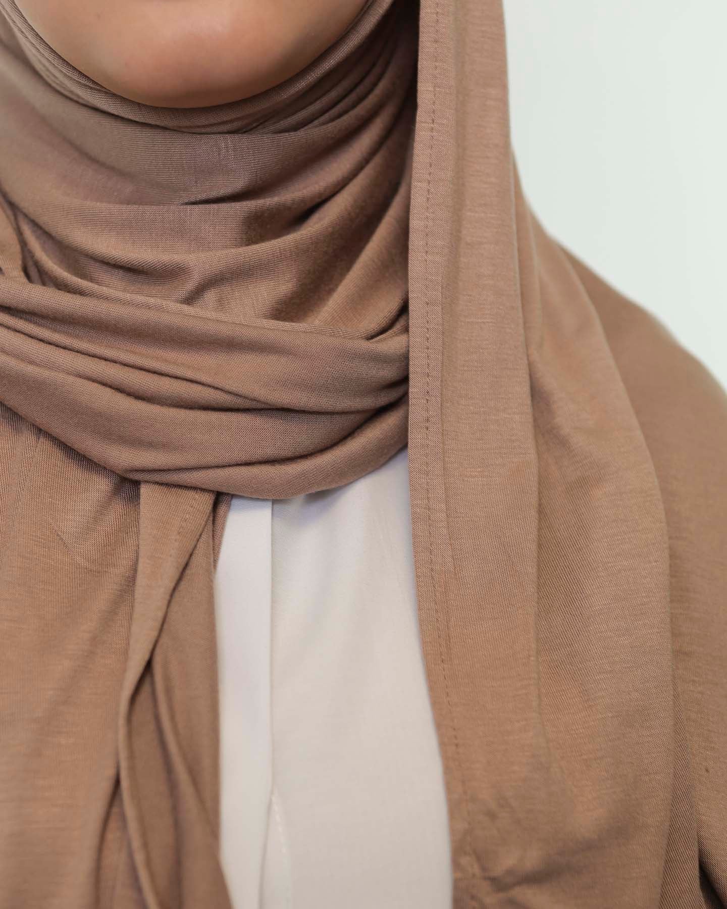 Premium Jersey Hijab - Hazel Brown
