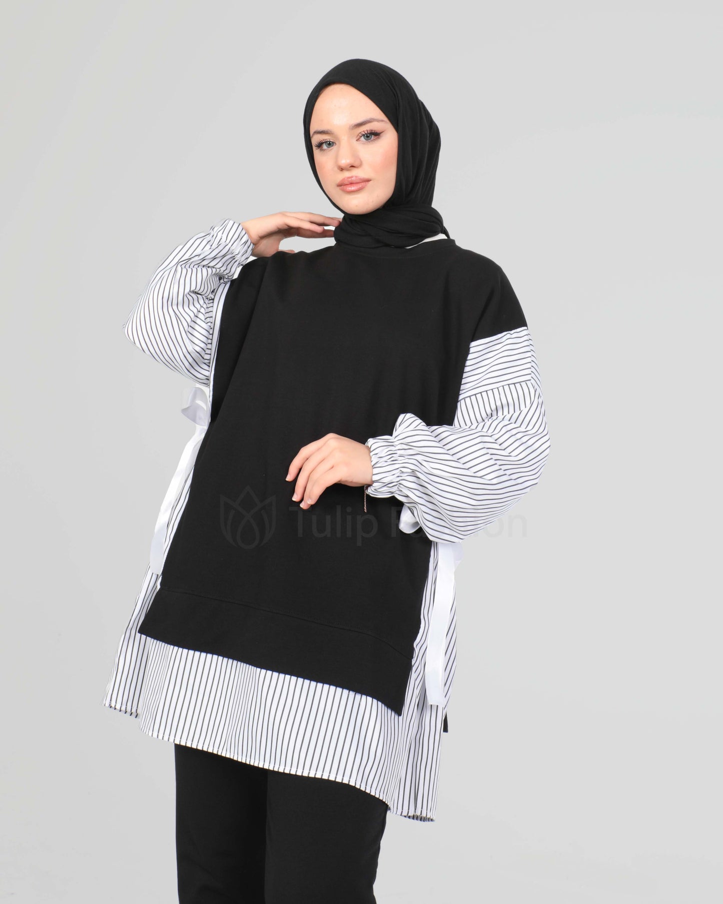 Tunic set with pants - Black