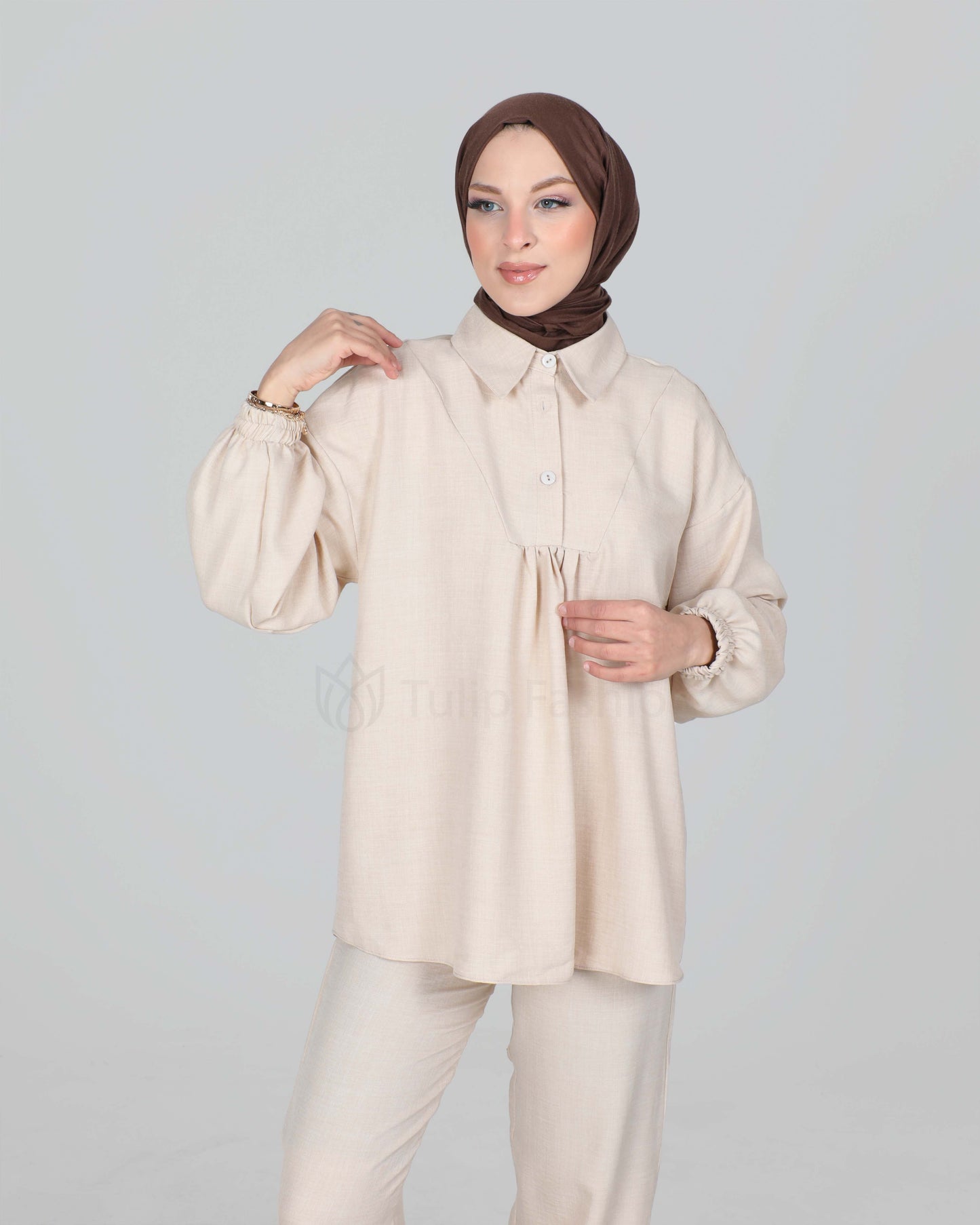 Tunic set with pants - Beige
