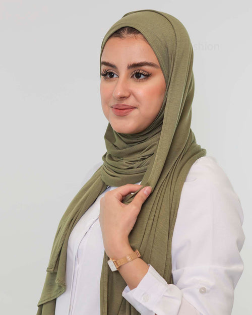 Premium Jersey Hijab - Olive Green