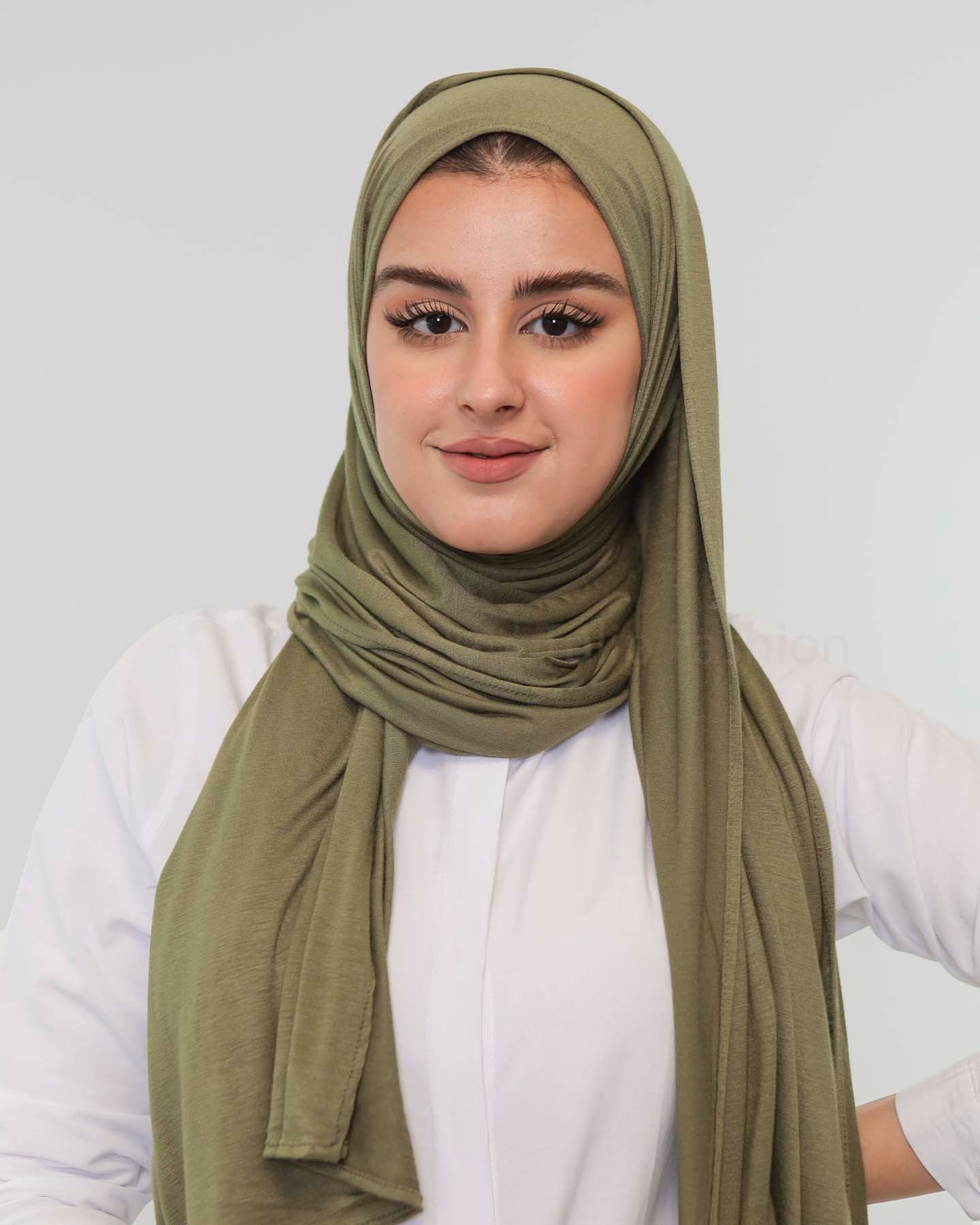 Premium Jersey Hijab - Olive Green