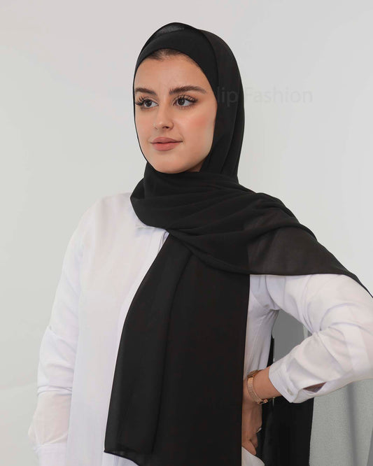 Premium Chiffon Hijab - Black