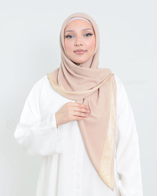 Hijab - Square Chiffon 120 cm -   Beige
