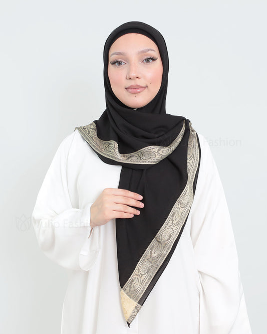 Hijab - Square Chiffon 120 cm -     Black