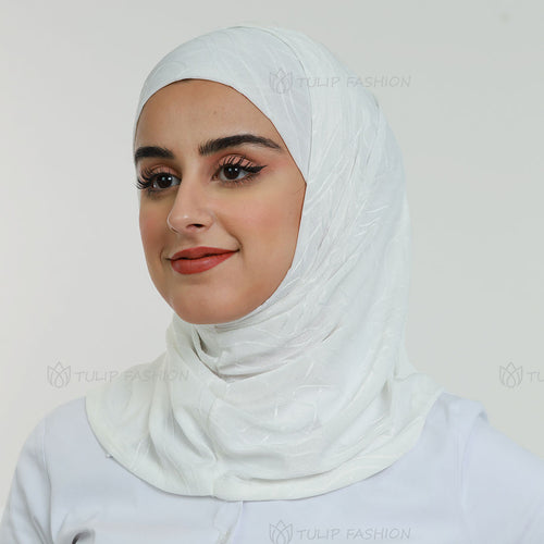 Hijab Al Amira Decorated Lycra - White