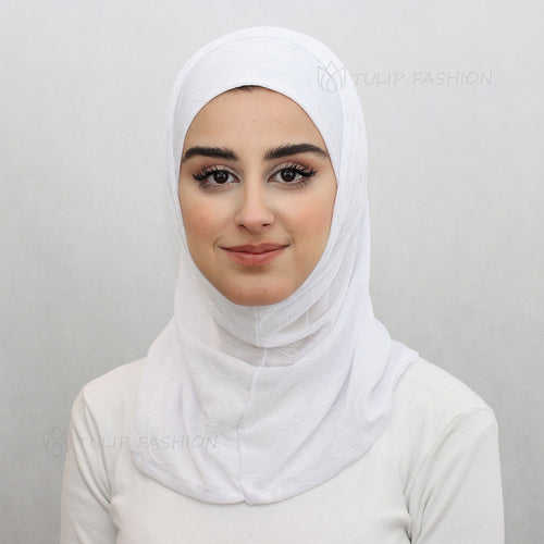 Hijab Al Amira Decorated Lycra - Off-White