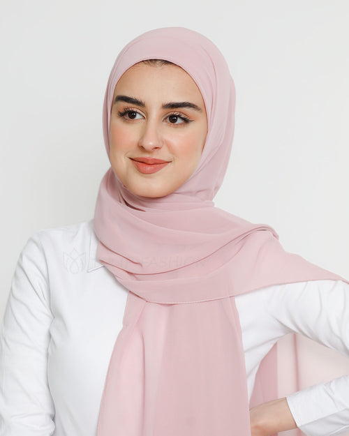 Hijab - Instant Chiffon With Cap - Nude Pink