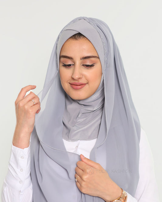Hijab - Instant Chiffon Lamar - Light Gray