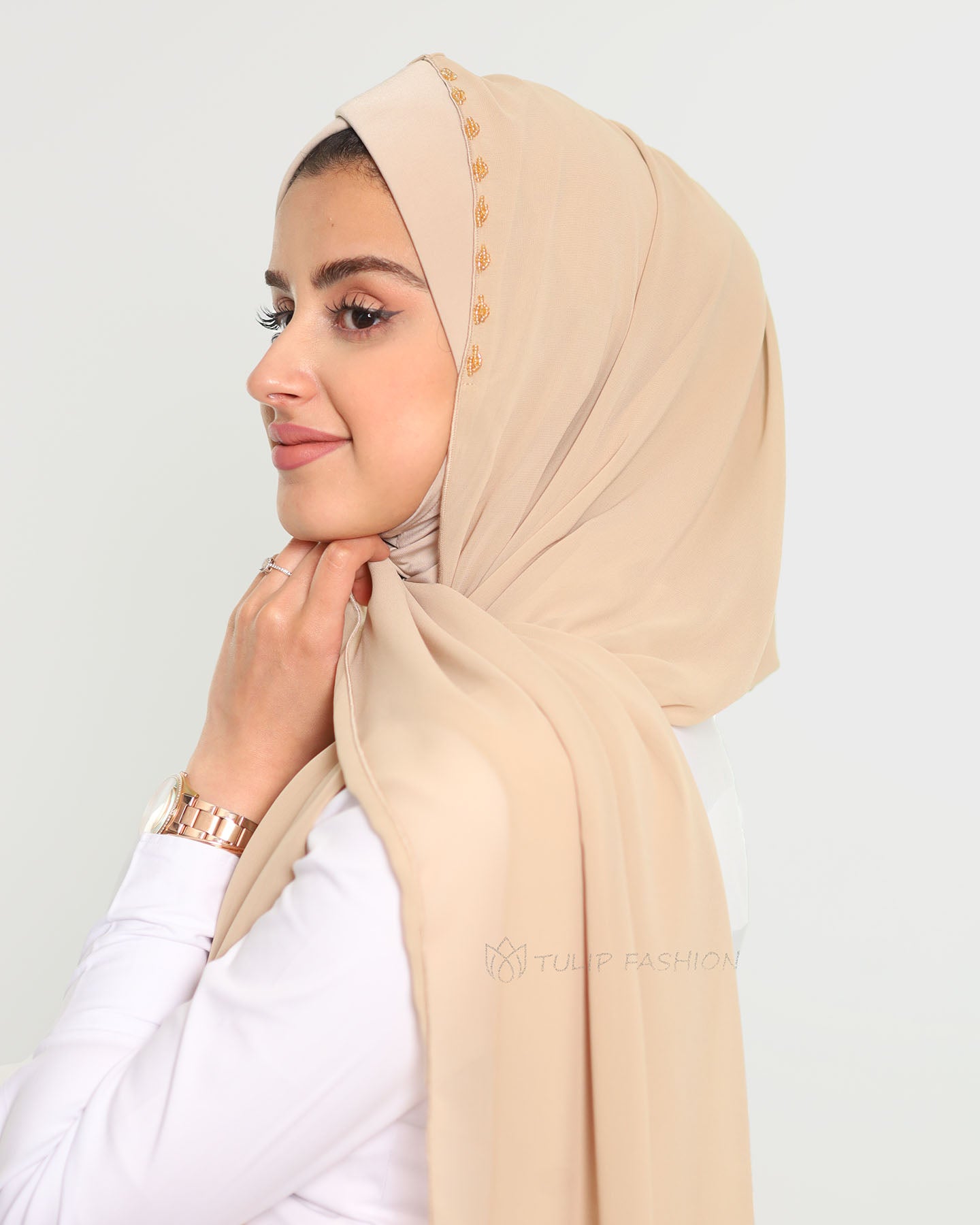 Hijab - Instant Chiffon Lamar - Beige