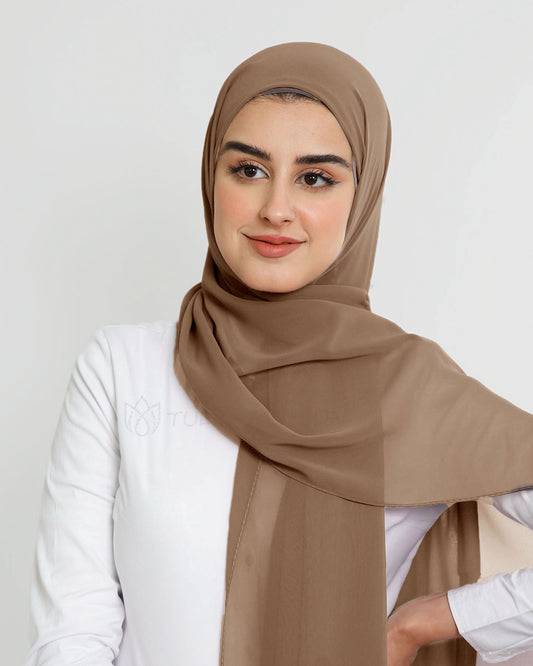 Hijab - Instant Chiffon With Cap - Chocolate