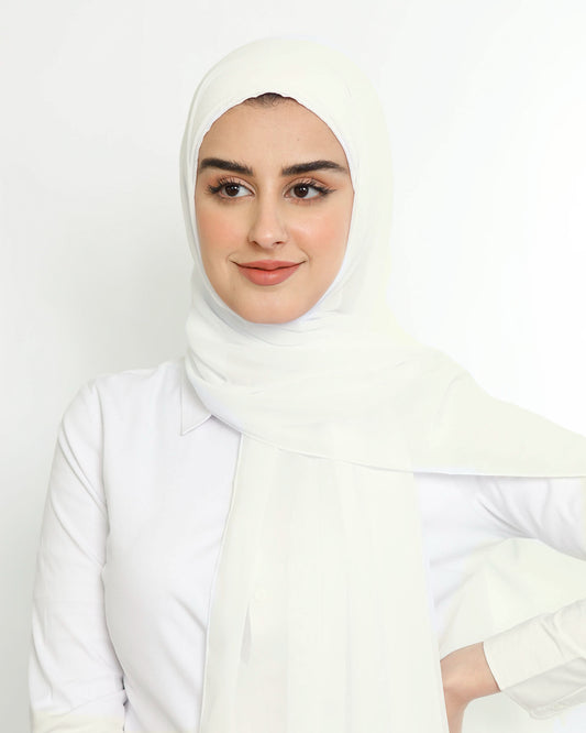 Hijab - Instant Chiffon With Cap - Off-White