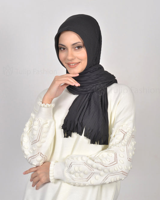 Hijab - Instant jersey pleated - Black