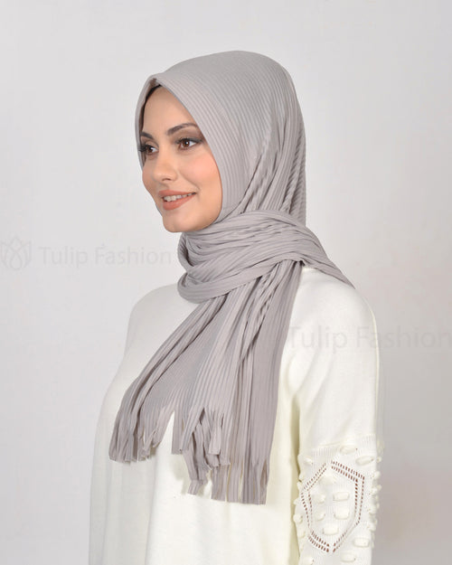 Hijab - Instant jersey pleated - Light Gray