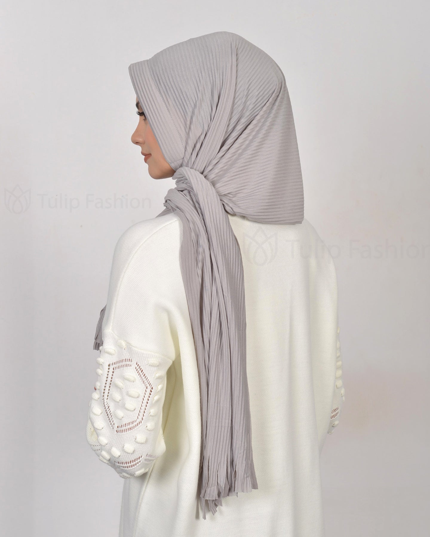 Hijab - Instant jersey pleated - Light Gray