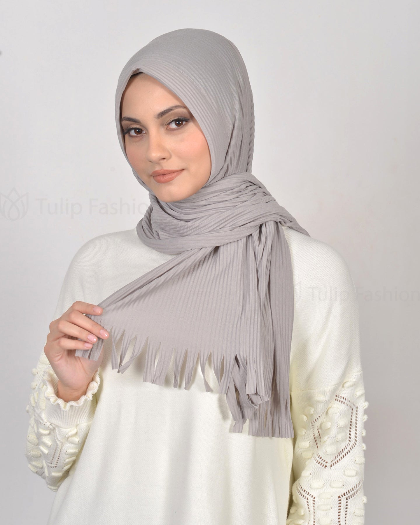 Hijab - Instant jersey pleated - Light Gray