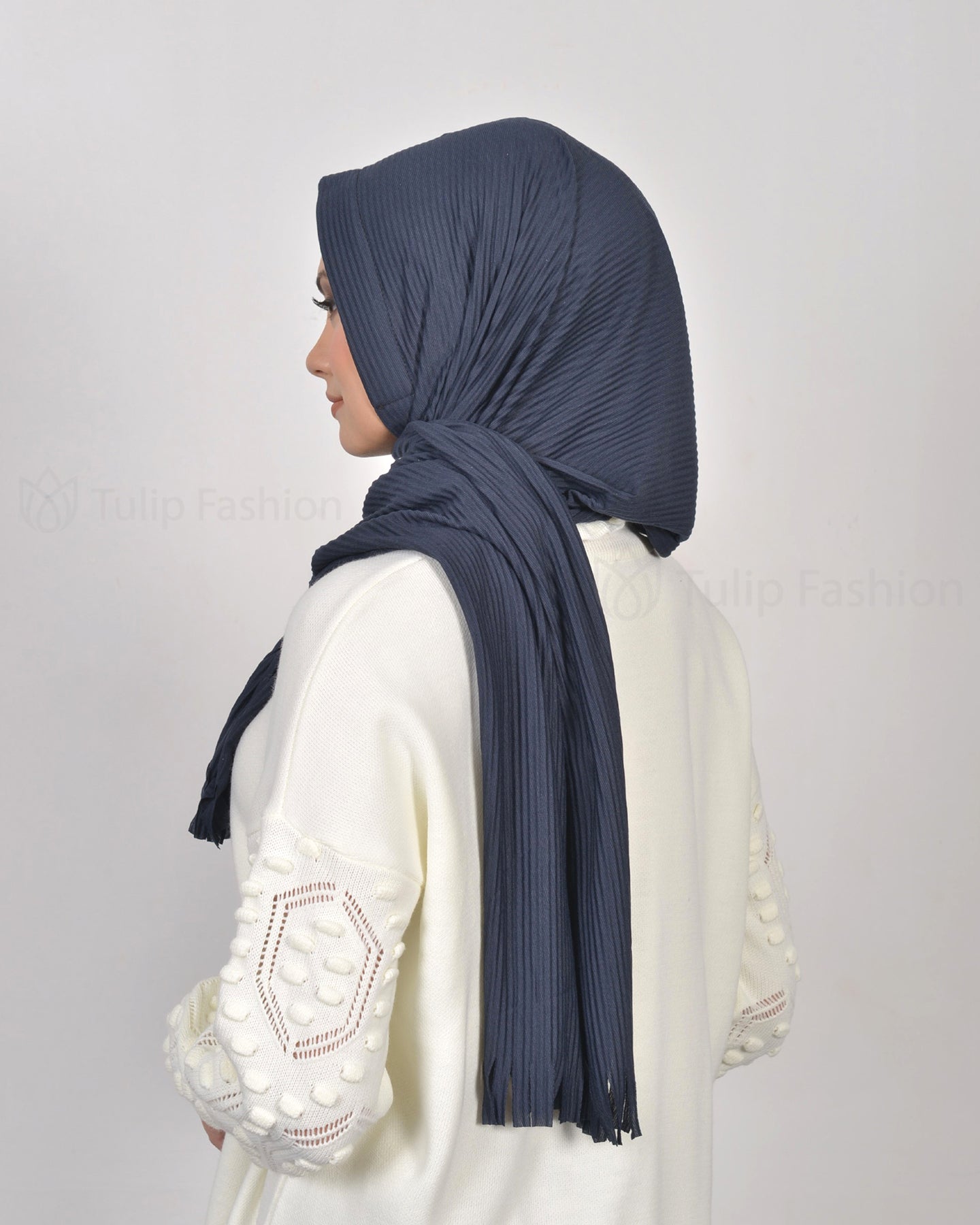 Hijab - Instant jersey pleated - Midnight Blue