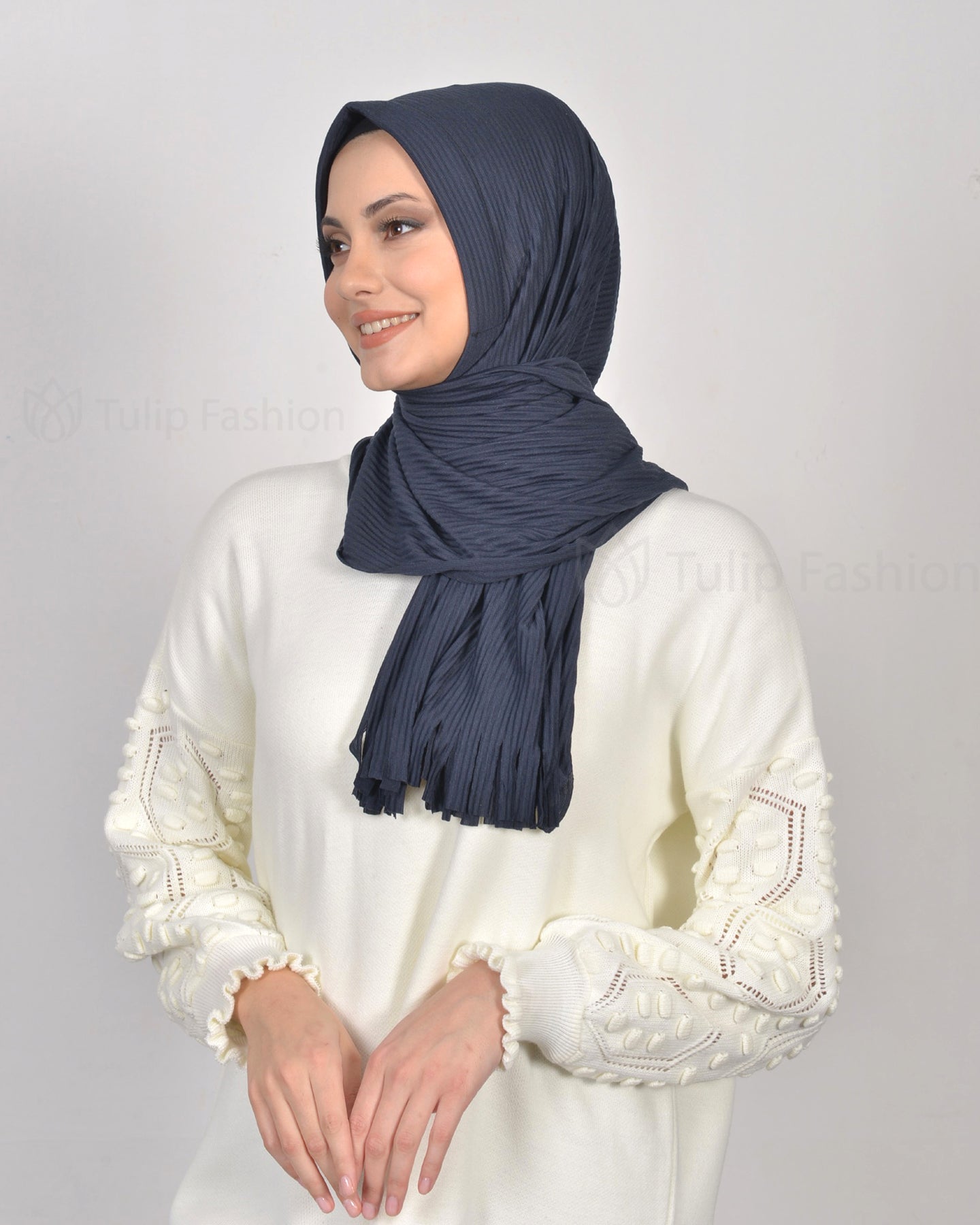 Hijab - Instant jersey pleated - Midnight Blue