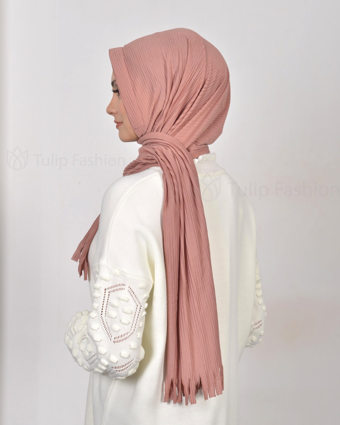 Hijab - Instant jersey pleated - Mauve