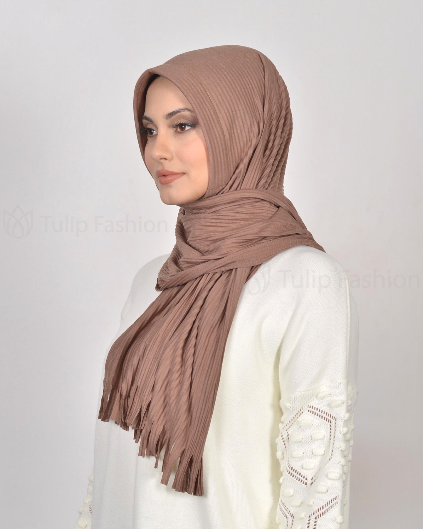 Hijab - Instant jersey pleated - Hazel Brown