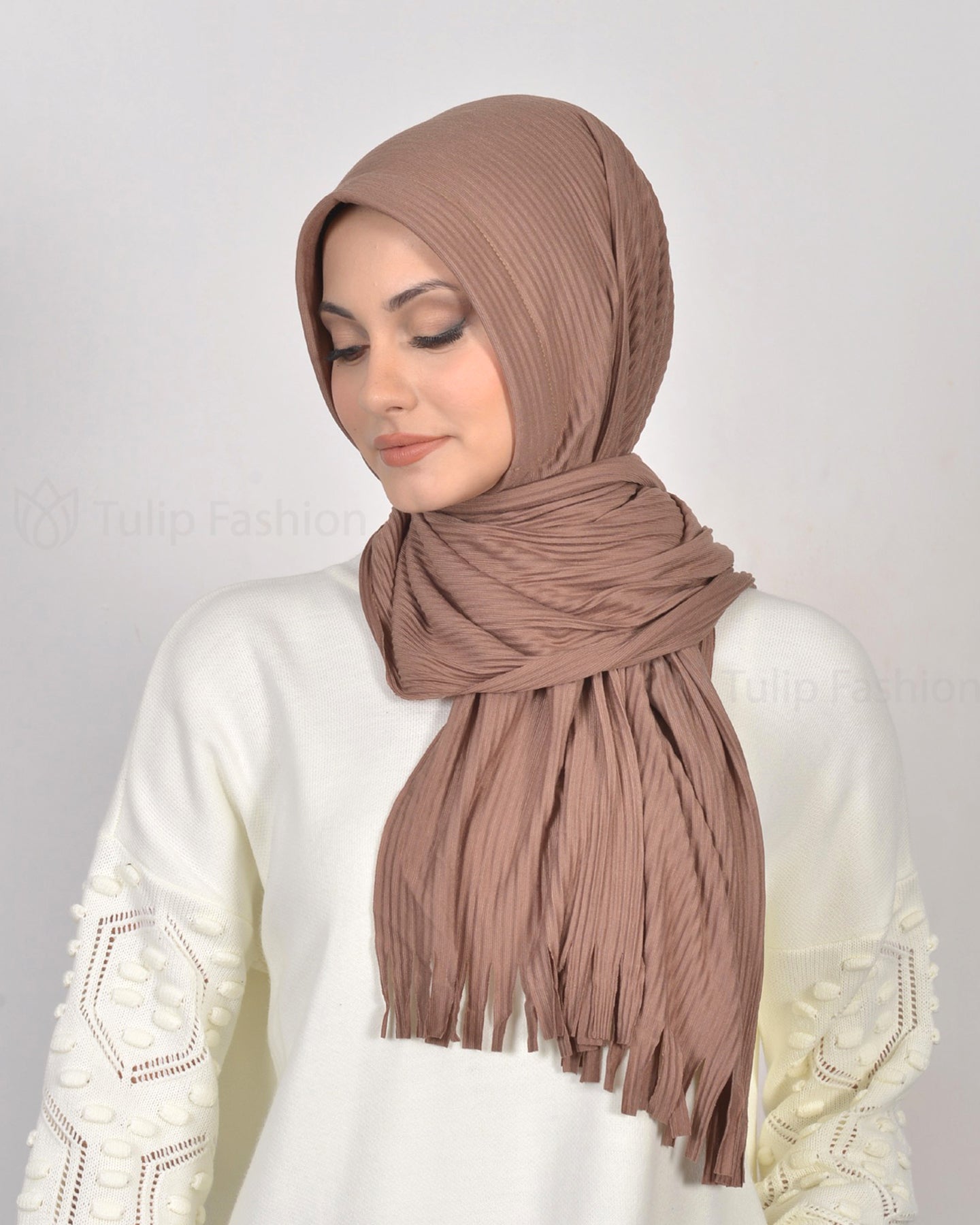 Hijab - Instant jersey pleated - Hazel Brown