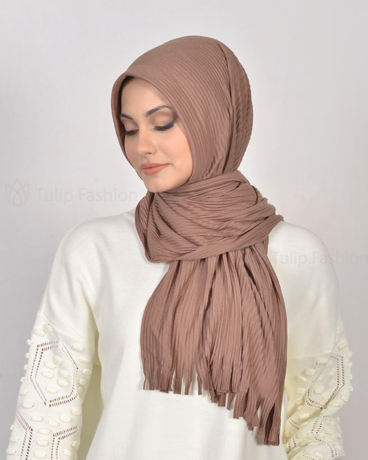 Hijab - Instant jersey pleated - Hazel Brown