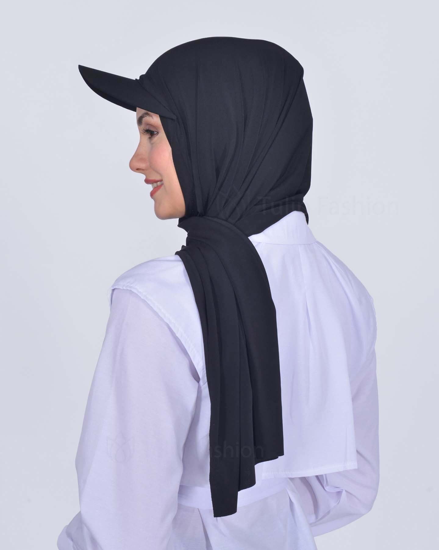 Hijab - Lycra Instant With Cap - Black