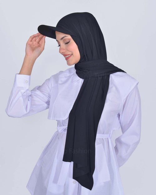 Hijab - Lycra Instant With Cap - Black