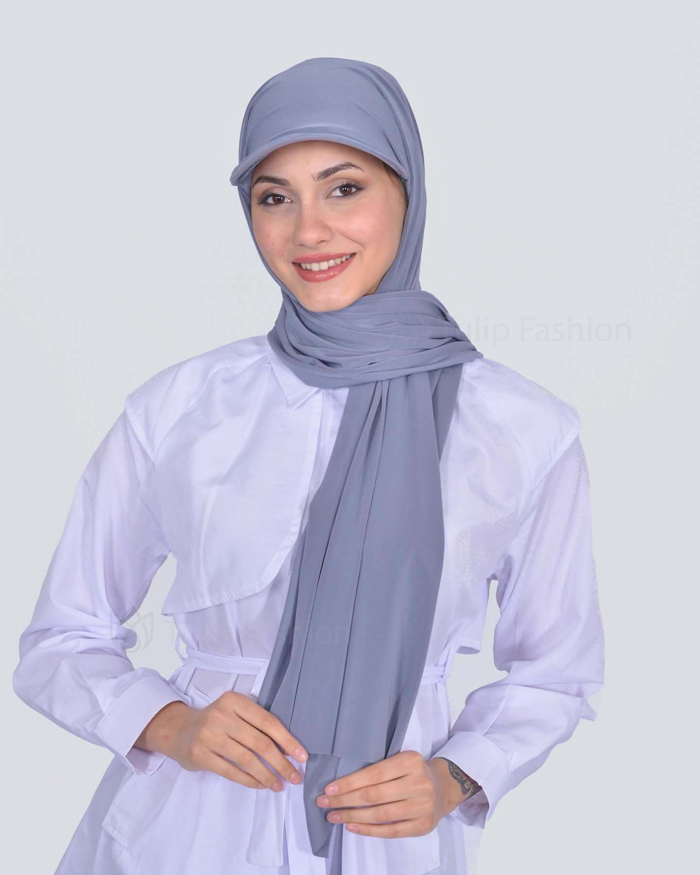 Hijab - Lycra Instant With Cap - Medium Gray