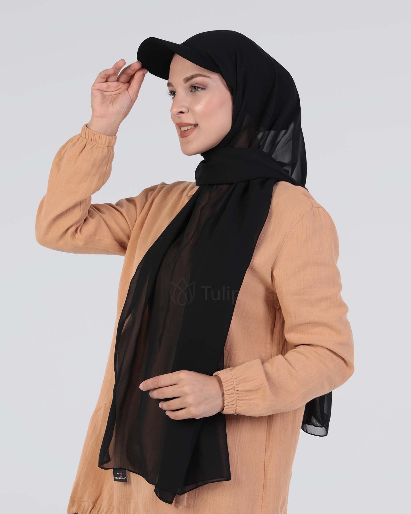 Hijab - Instant chiffon cap - Black