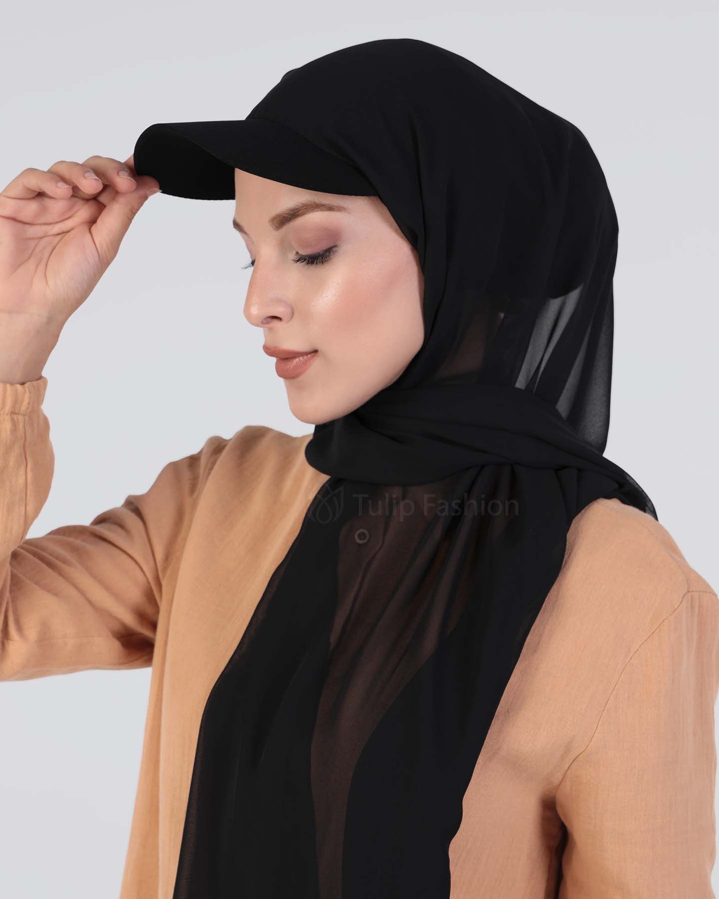 Hijab - Instant chiffon cap - Black