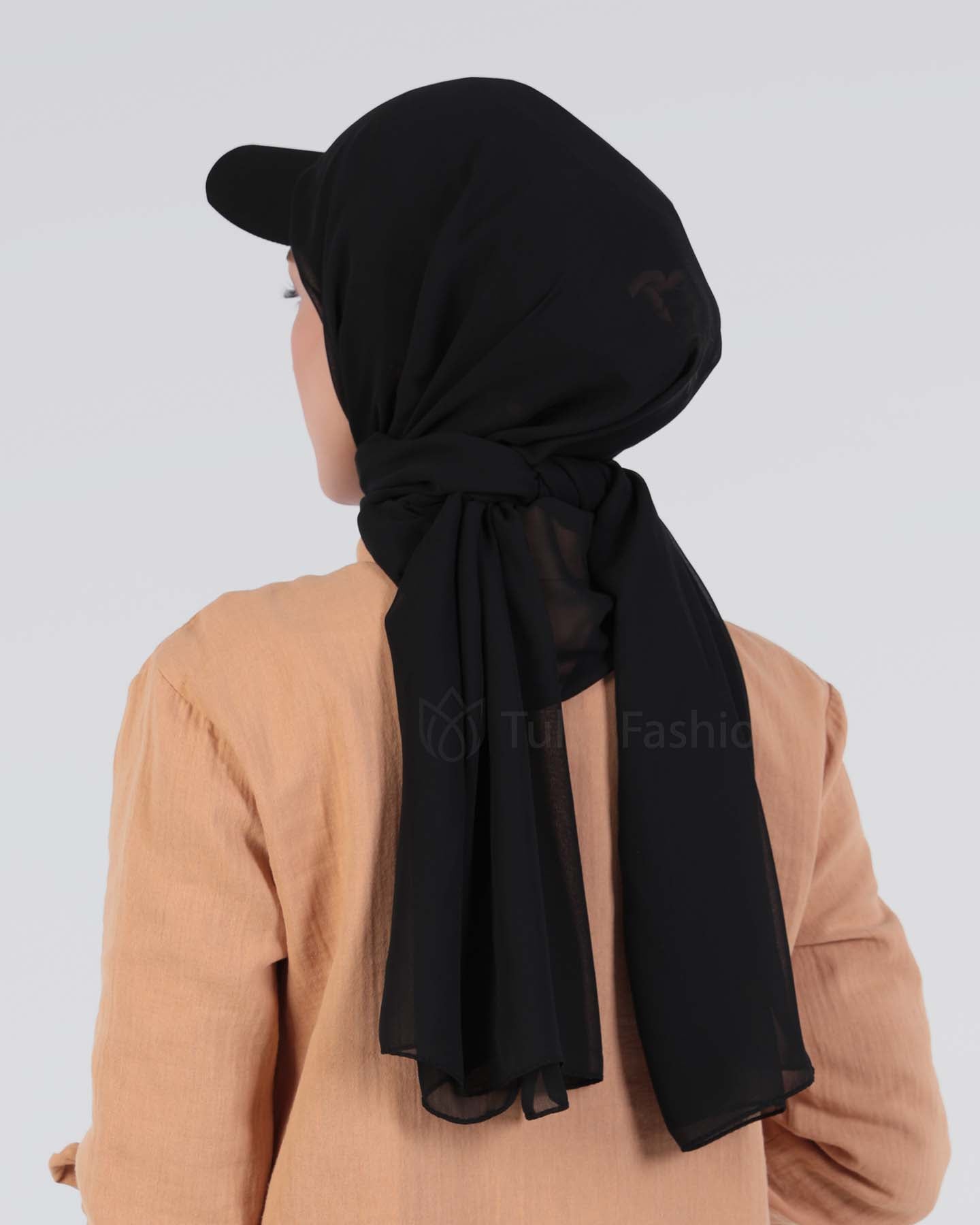 Hijab - Instant chiffon cap - Black