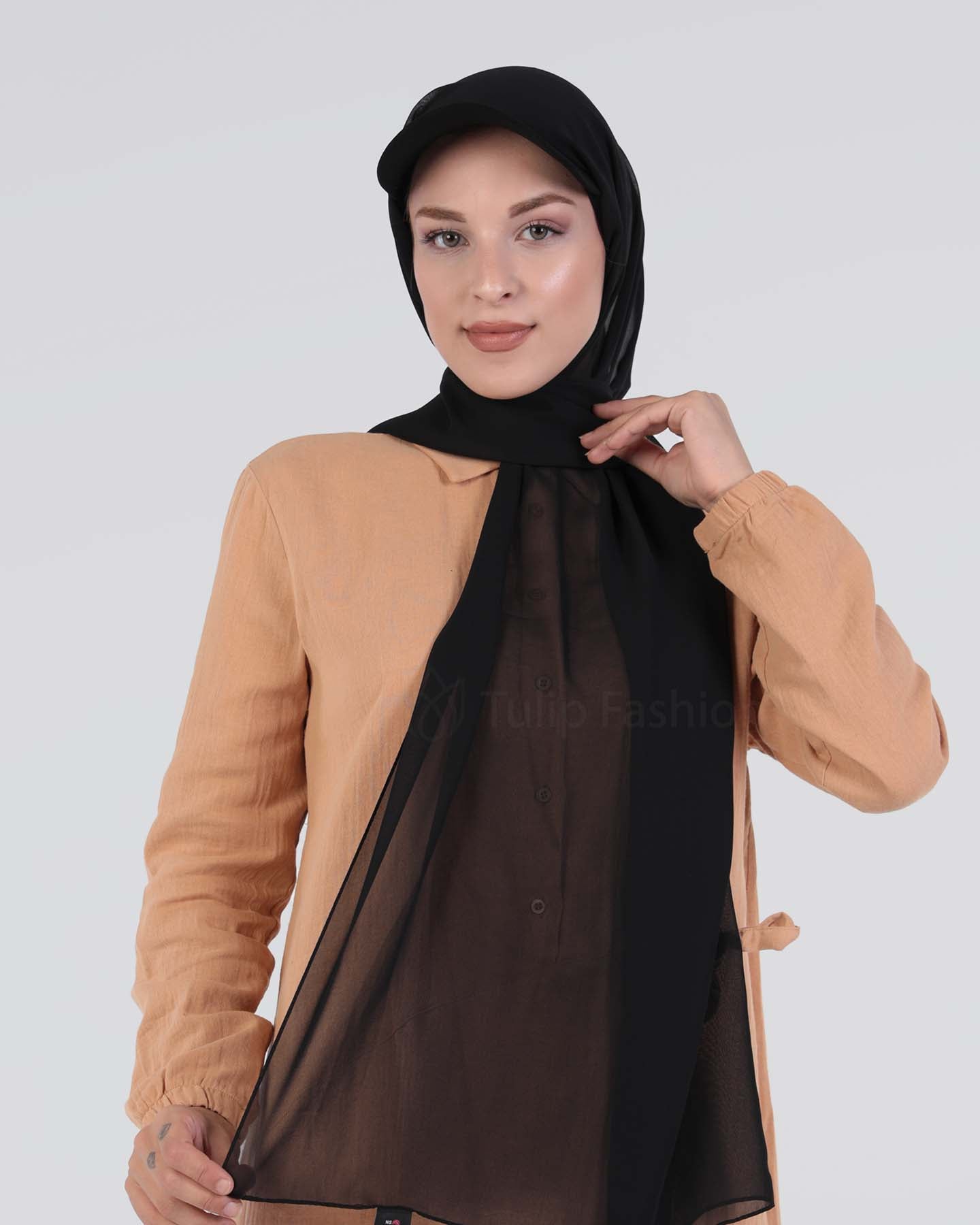 Hijab - Instant chiffon cap - Black