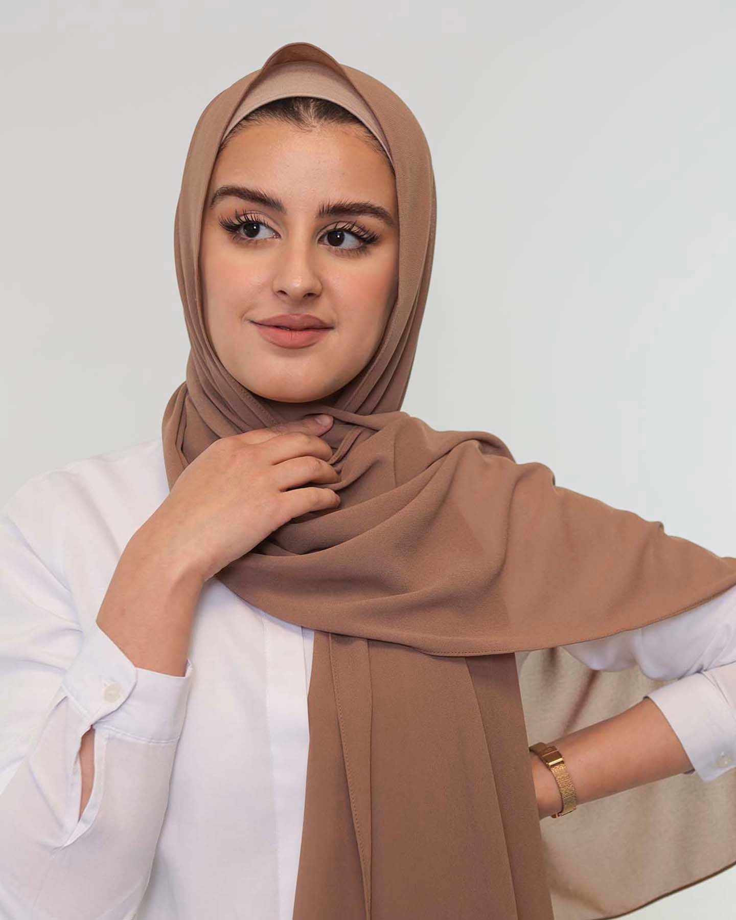 Premium Chiffon Hijab - Hazel Brown