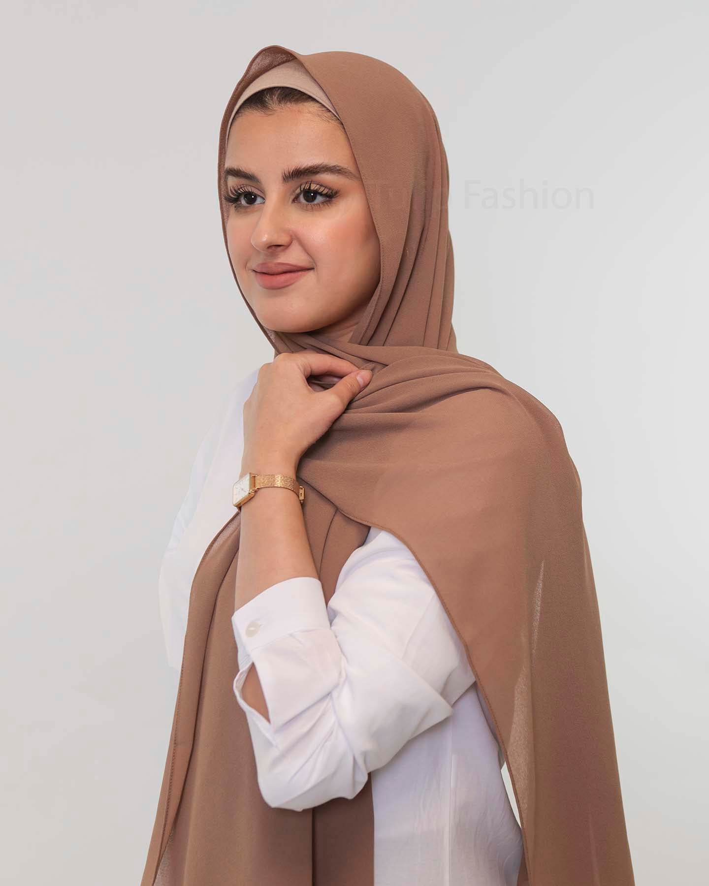 Premium Chiffon Hijab - Hazel Brown
