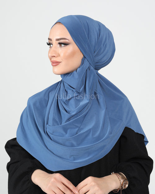 Hijab - Instant lycra with band - Blue