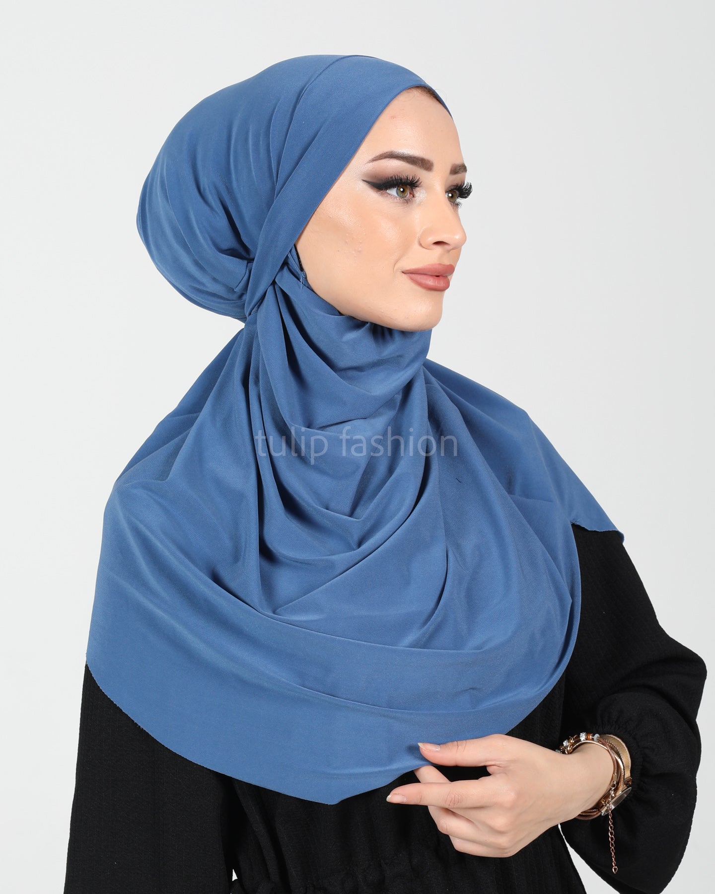 Hijab - Instant lycra with band - Blue