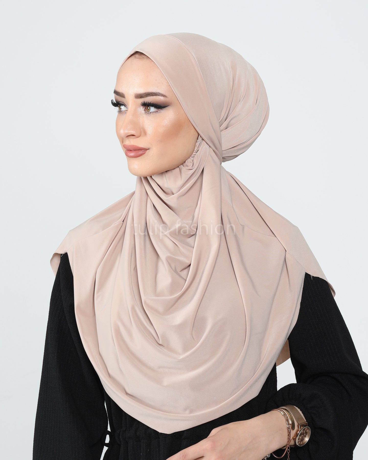 Hijab - Instant lycra with band - Beige