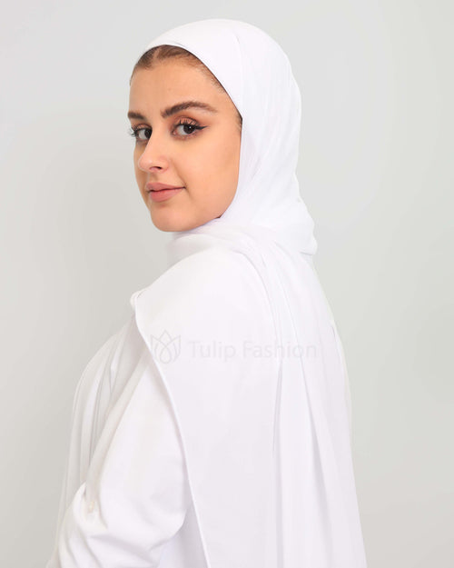 Hijab - Premium Instant Chiffon with integrated cap - White