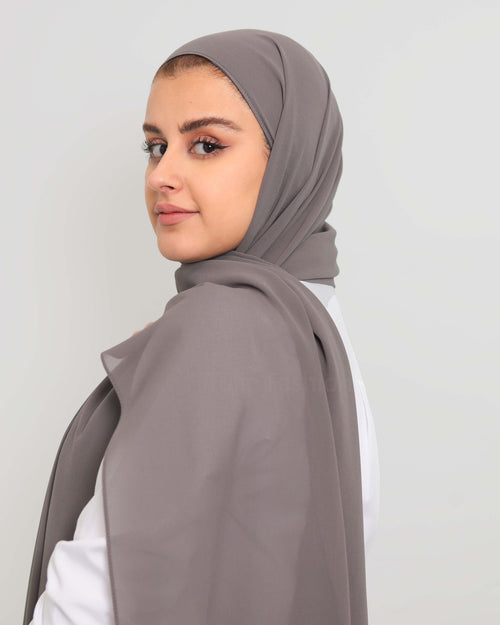 Hijab - Premium Instant Chiffon with integrated cap - Dark Gray