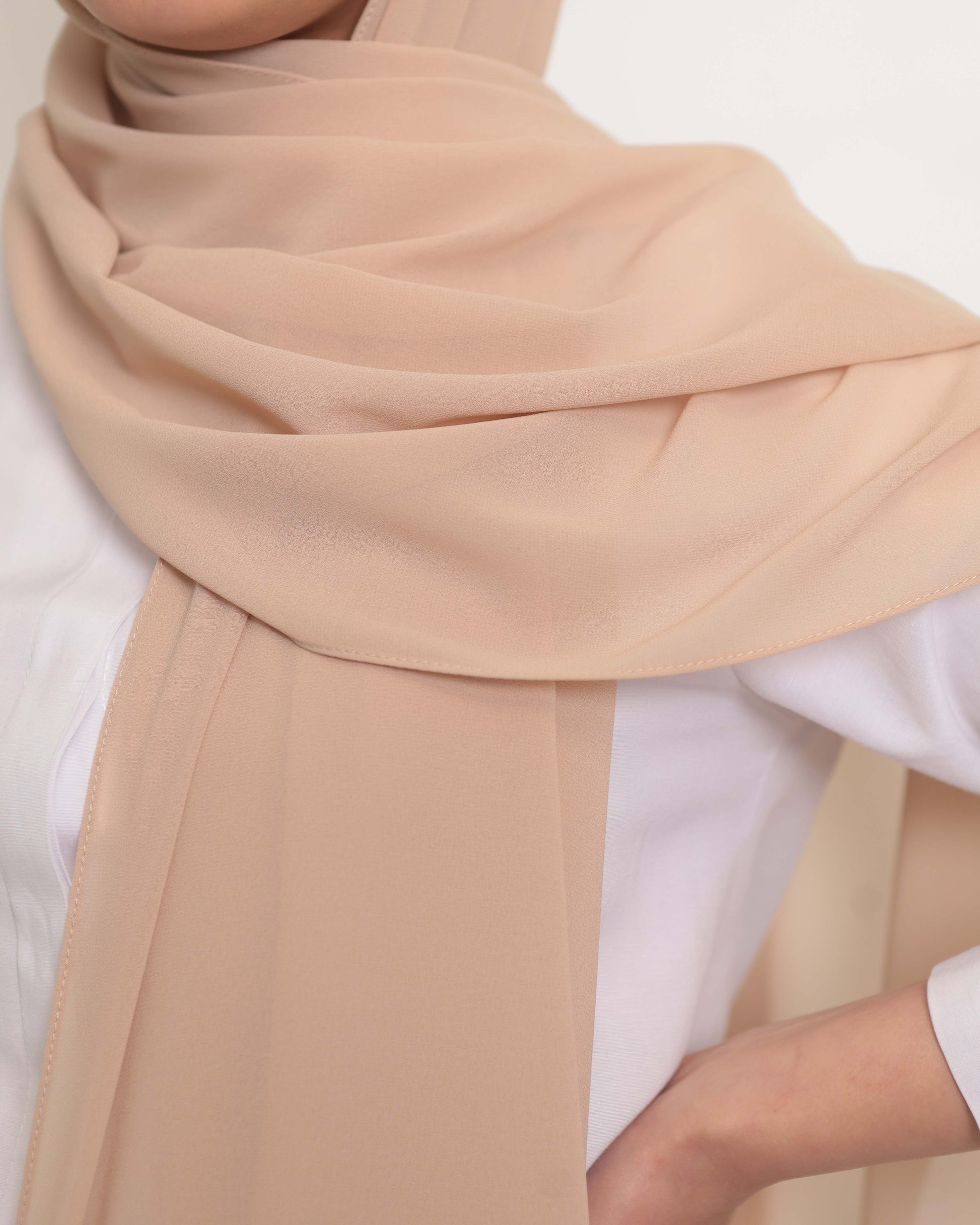 Premium Chiffon Hijab - Nude Beige