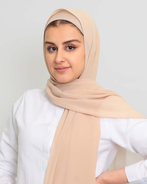 Premium Chiffon Hijab - Nude Beige