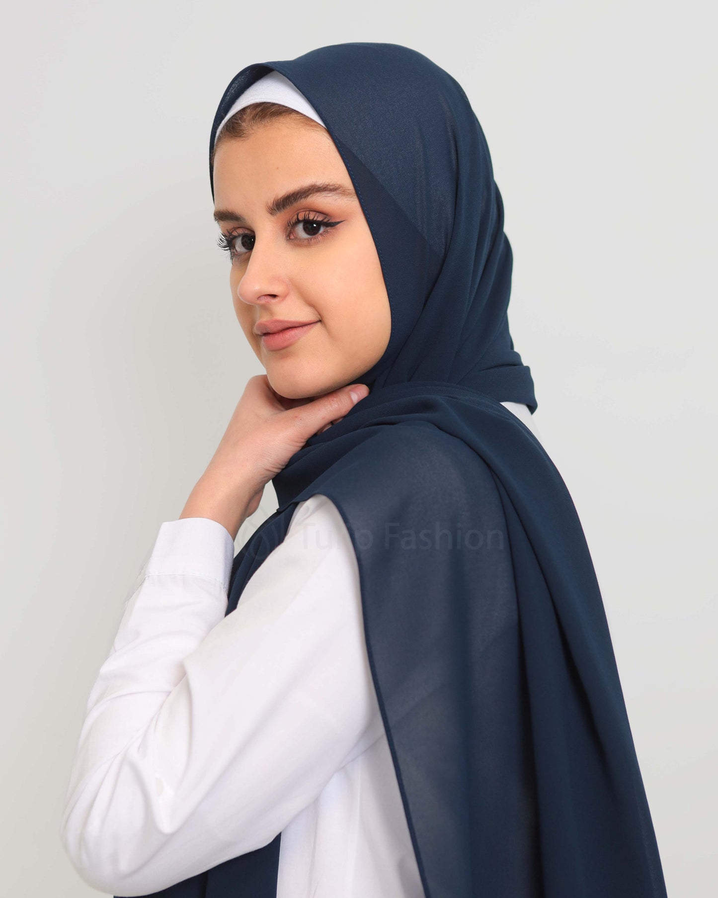 Premium Chiffon Hijab - Midnight Blue