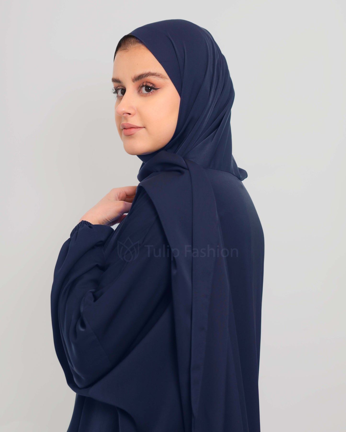 Abaya with attached Hijab - Midnight Blue